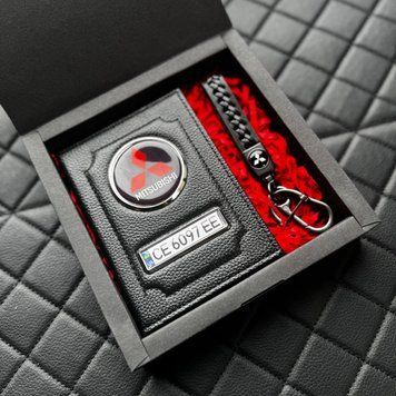Подарунковий набір MITSUBISHI Обкладинка для документів + шкіряний брелок