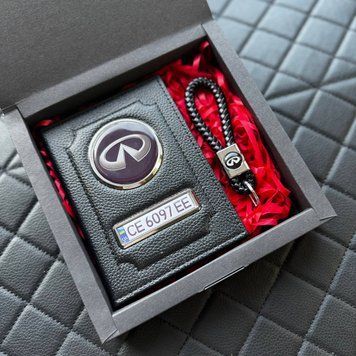 Подарунковий набір INFINITI Обкладинка для документів + шкіряний брелок