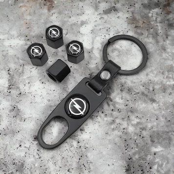 Захисні ковпачки на ніпеля OPEL + брелок (чорні)