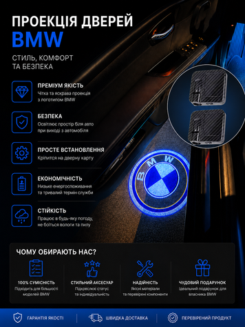 Підсвічування дверей з логотипом BMW 2шт