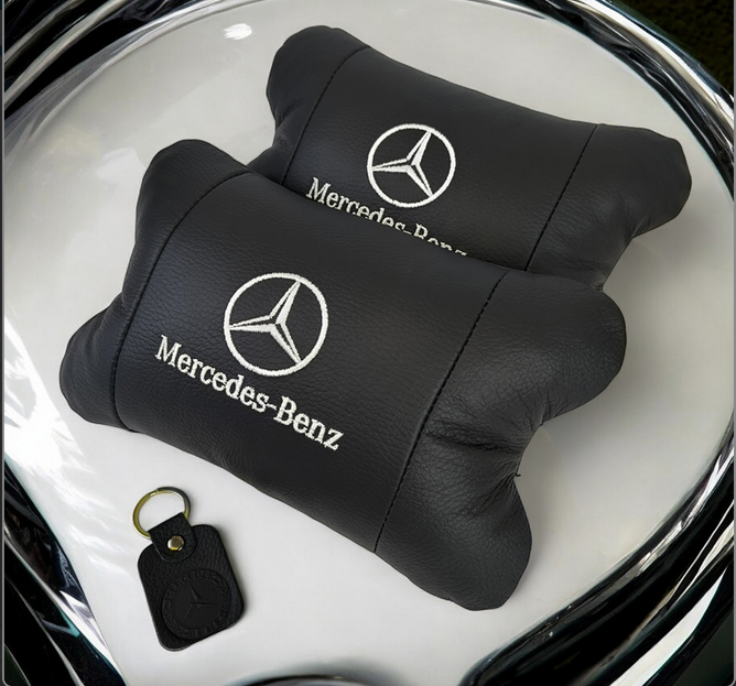 Набір шкіряних подушок MERCEDES з натуральної італійської шкіри + фірмовий брелок у подарунок